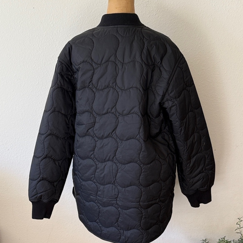 Madewell sz S Black Quilted Oversized Bomber Jacket Women’s like new condition - Picture 8 of 16
